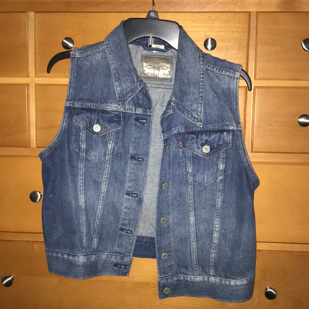 Denim trucker vest